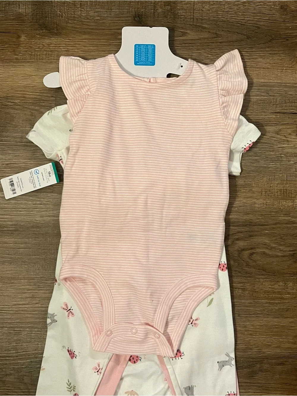 NEW NWT Carter’s Toddler Girls 4-Piece Outfit Set Pink Bunnies Stripes Size 18M - Picture 2 of 8